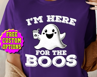 Here For The Boos Shirt, Funny Halloween Booze TShirt, Cute Ghost Tee, Unisex Gift for Her or Him, October Themed Clothes, Spooky Season Tee