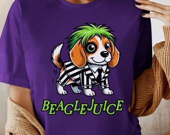 Funny Halloween Movie Dog Shirt, October Beagle Beetlejuice Parody Shirt, Halloween Gift for Animal Lover, Spooky Season For Halloween Pups