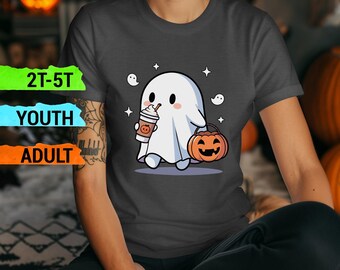 Cute Halloween Ghost Shirt, October Pumpkin Spice Ghost, Womens Halloween Shirt, Cute Fall Shirt, Spooky Season Shirt, Gift For Halloween