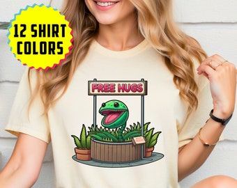 Venus Flytrap FREE HUGS T-Shirt | Funny Carnivorous Plant Tee Shirt, Cool tshirt for school, Best Vegetarian or Vegan, Adult, Youth, Toddler