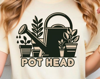 Funny Plant Shirt, Gardening  Potted Plants Tee, Pot Head T-Shirt, Gardener Gift, Gift for Plant Collector, Soft Shirt Gift for Green Thumbs