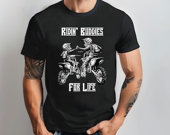 Camicia Ridin' Buddies - Dirt Bike o Motocross - Riding 4 life Papà Mamma Figlio Figlia Tee, x giochi dirtbike T-shirt Regalo per genitore o nonno