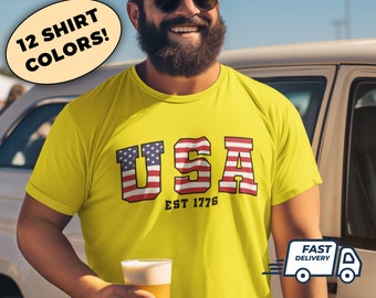 4th of July Shirt USA Flag, Big USA Tshirt, America Independence Day Tee, Patriotic Est 1776, Forth of JulyShirt S M L XL 2XL 3XL 4XL 5XL