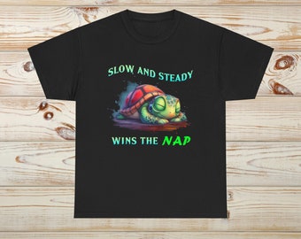 Turtle "Slow and Steady Wins The NAP" T-Shirt | Funny Painted Box Turtle Shirt | Perfect Cute Vacation tshirt | Best Lazy Animal Lover Gift