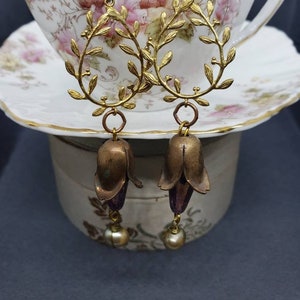 Bridal Earrings/Boho Dangle Earrings/Vintage Dangle Earrings/Bridal Earrings/Leaf Dangle Earrings/Bridal Jewelry/Bride Jewelry/Bride image 1