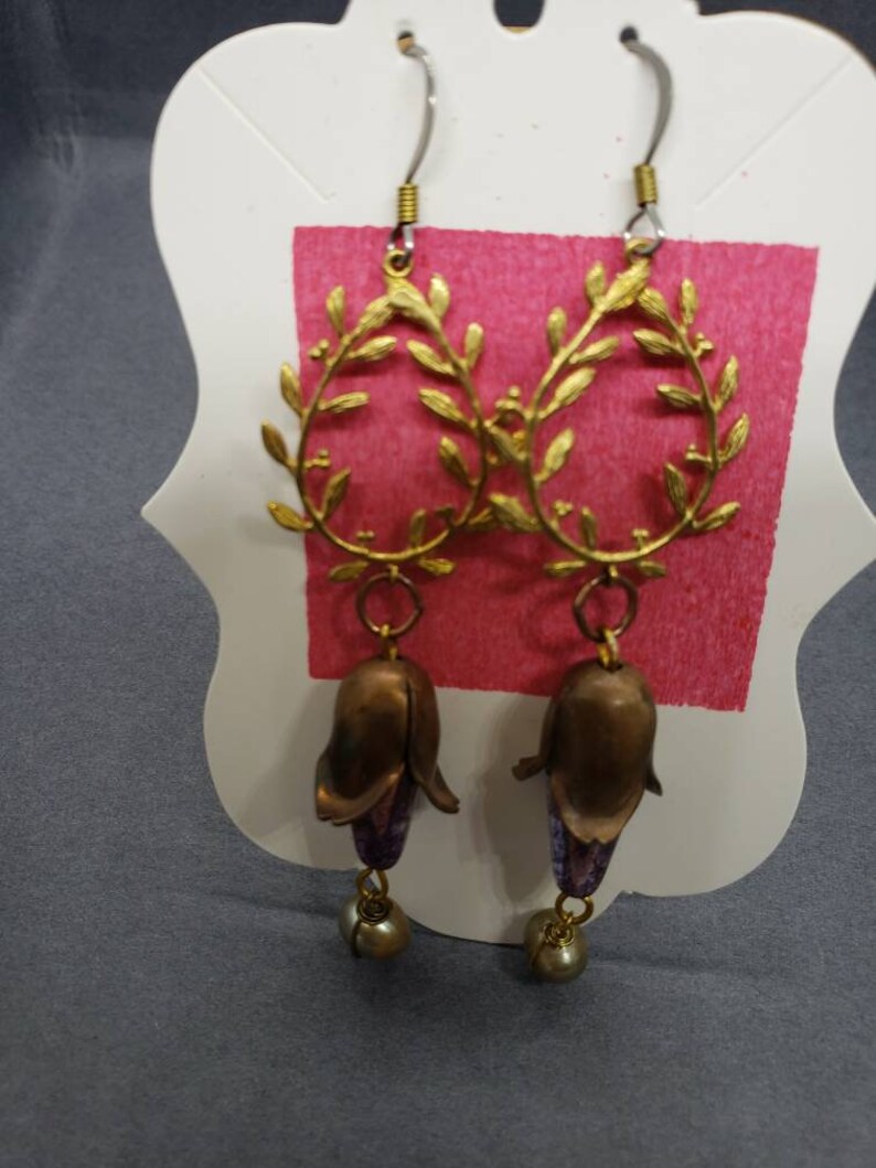 Bridal Earrings/Boho Dangle Earrings/Vintage Dangle Earrings/Bridal Earrings/Leaf Dangle Earrings/Bridal Jewelry/Bride Jewelry/Bride image 2