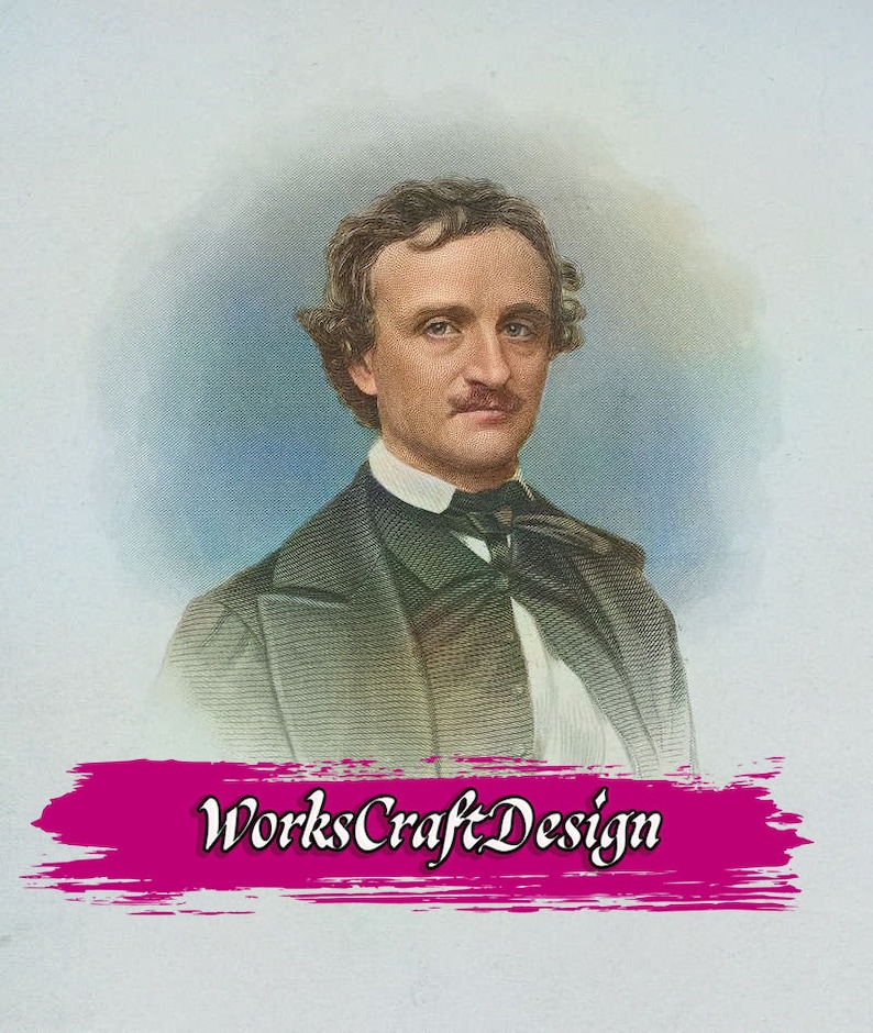 Edgar Allan Poe Colour Picture Ephemera Prints Pictures Tags Digital Downloads Printable Journal DIY Instant Download