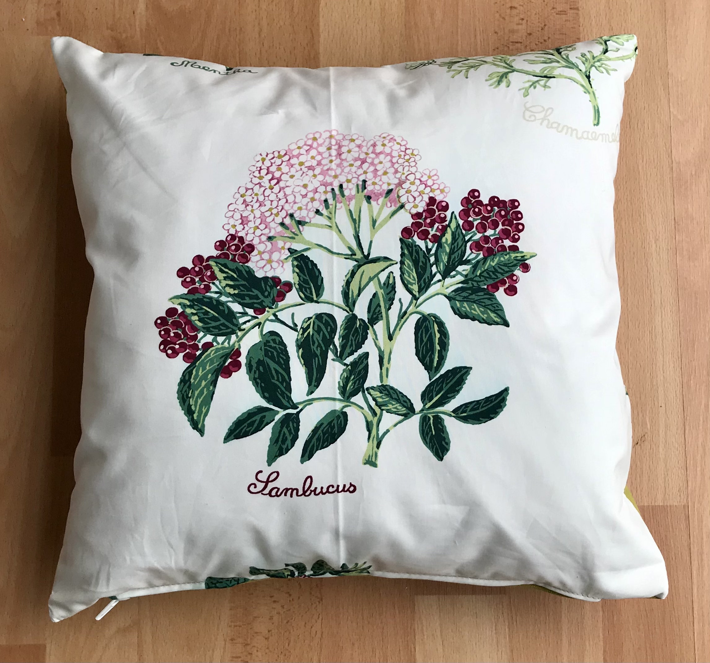 Housse de Coussin en Coton avec Fleur Verte
