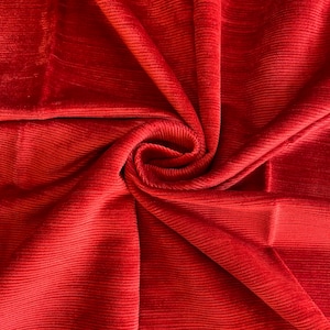 Red velvet fabric coupon thousand stripes