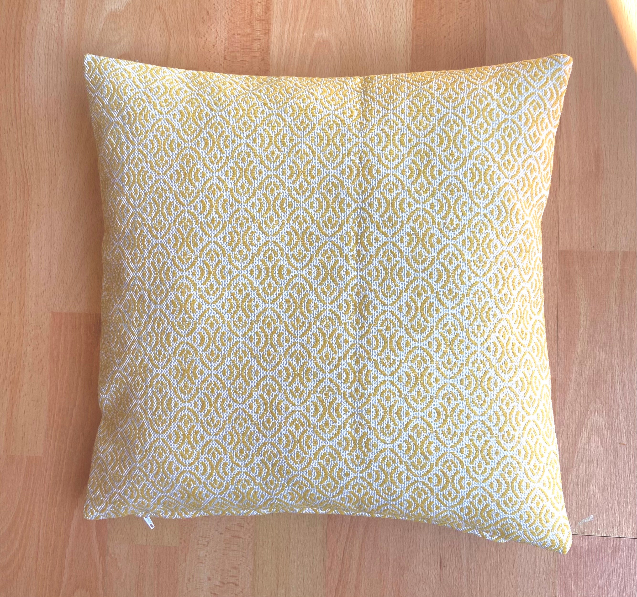 Housse de Coussins Décoratif 40x40 cm Jaune et Blanc