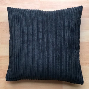 Schwarzer Cord-Kissenbezug 40x40 cm, dekorative Kissen