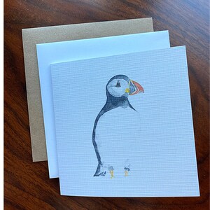 Puffin Watercolour Blank Greeting Card