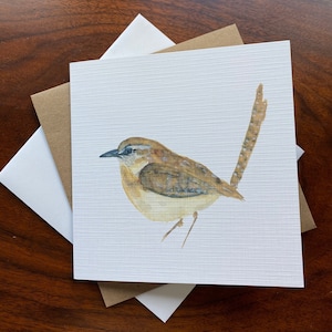 Wren Watercolour Blank Greeting Card