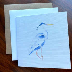Blue Heron Aquarelle Vierge Carte de vœux