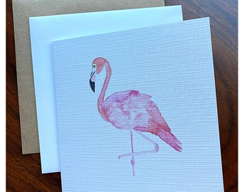 Flamingo Watercolour Blank Greeting Card
