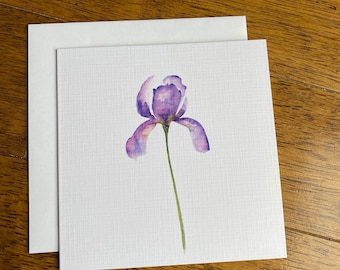 Iris Watercolour Blank Greeting Card