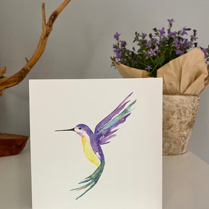 Hummingbird Watercolour Blank Greeting Card