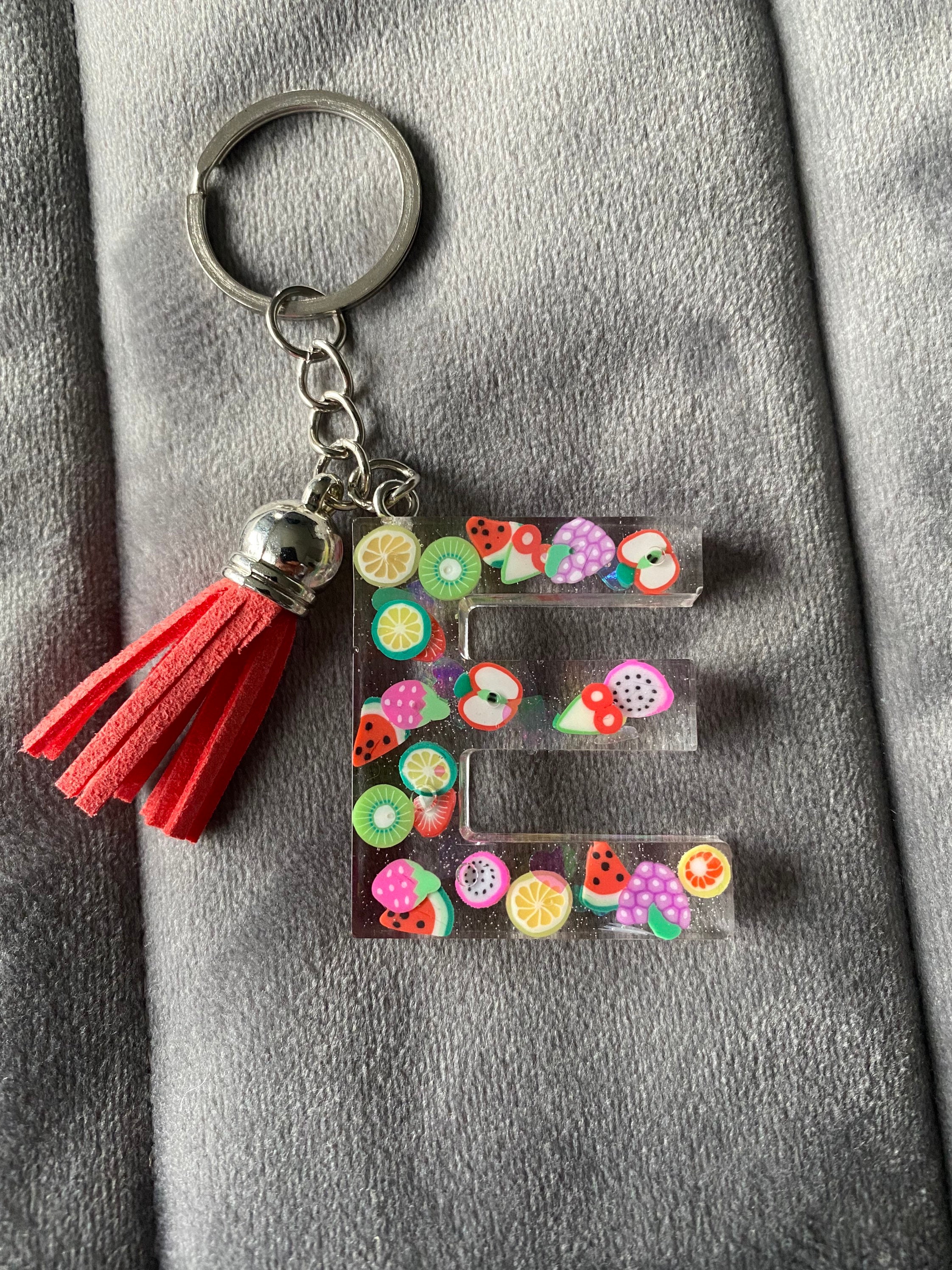 Resin initial key chain Etsy