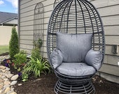 Swivel Wicker Outdoor Patio Basket Egg Chair Lounge with Cushion indoor home Garden