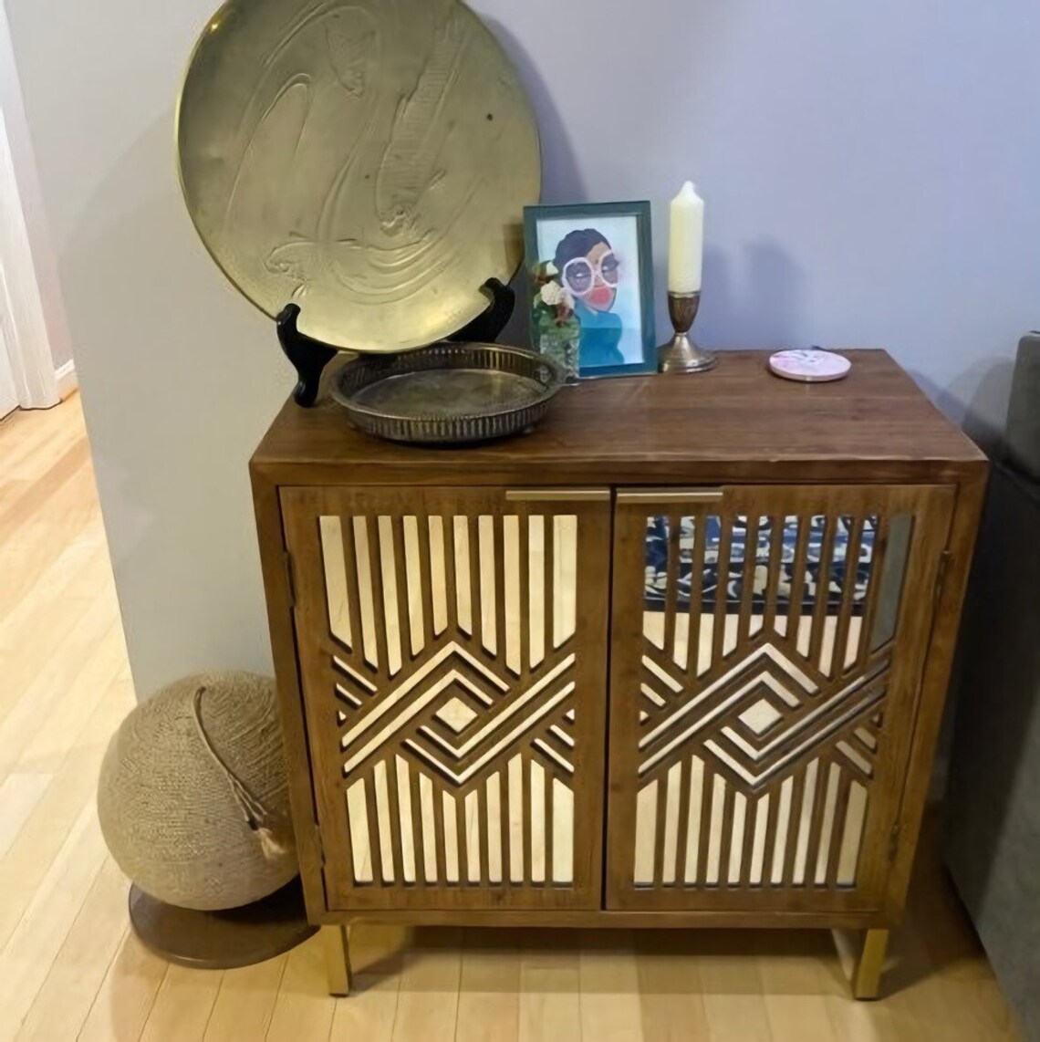 Gabinete de acento de almacenamiento con espejo contemporáneo | Etsy