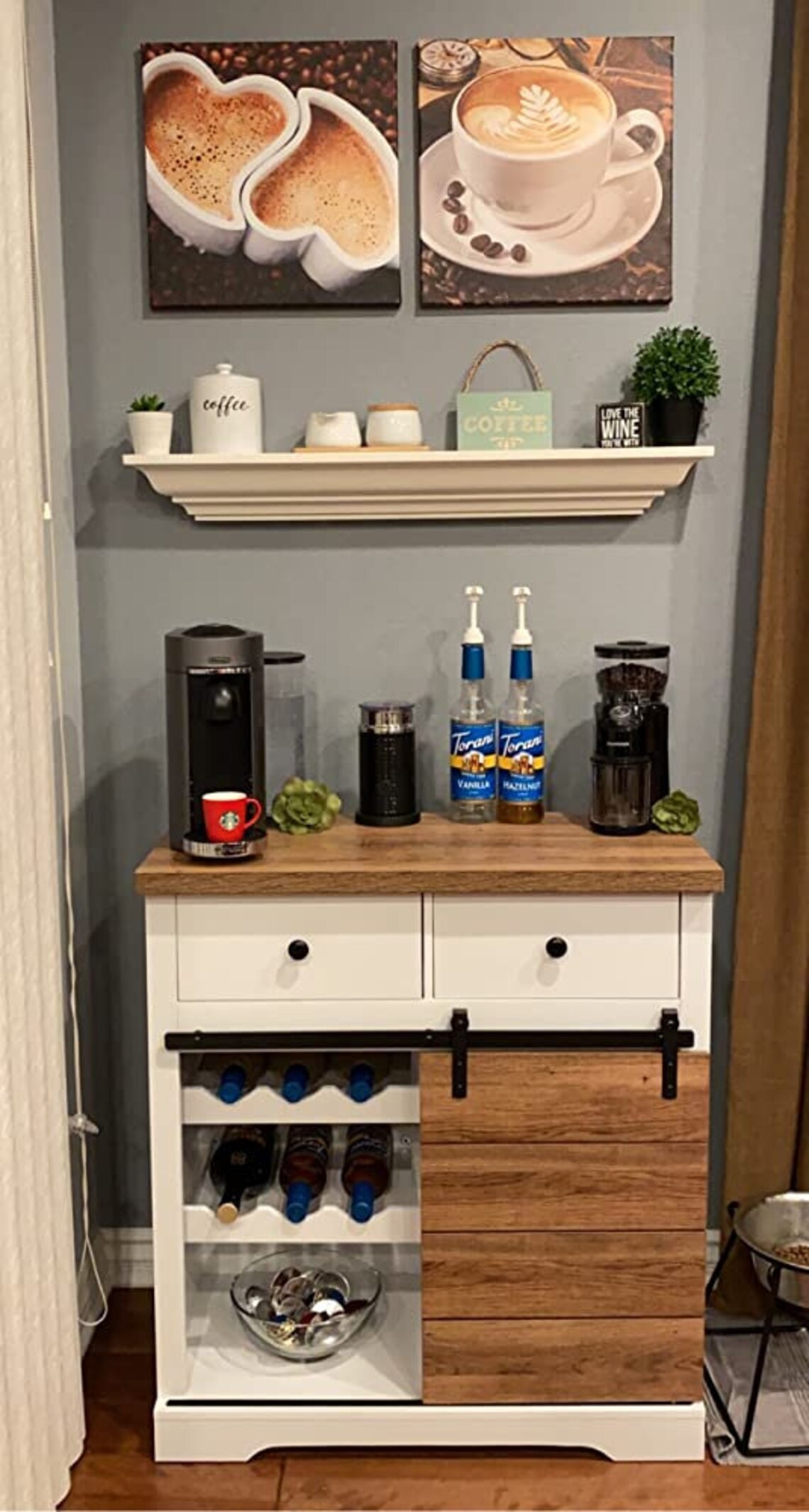 Entryway Farmhouse Barn Door Display Storage with Wine Etsy