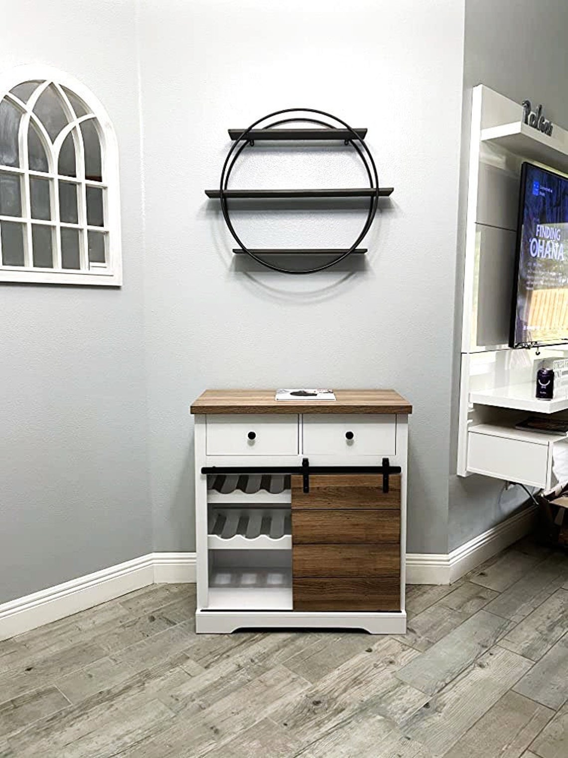 Entryway Farmhouse Barn Door Display Storage with Wine Etsy