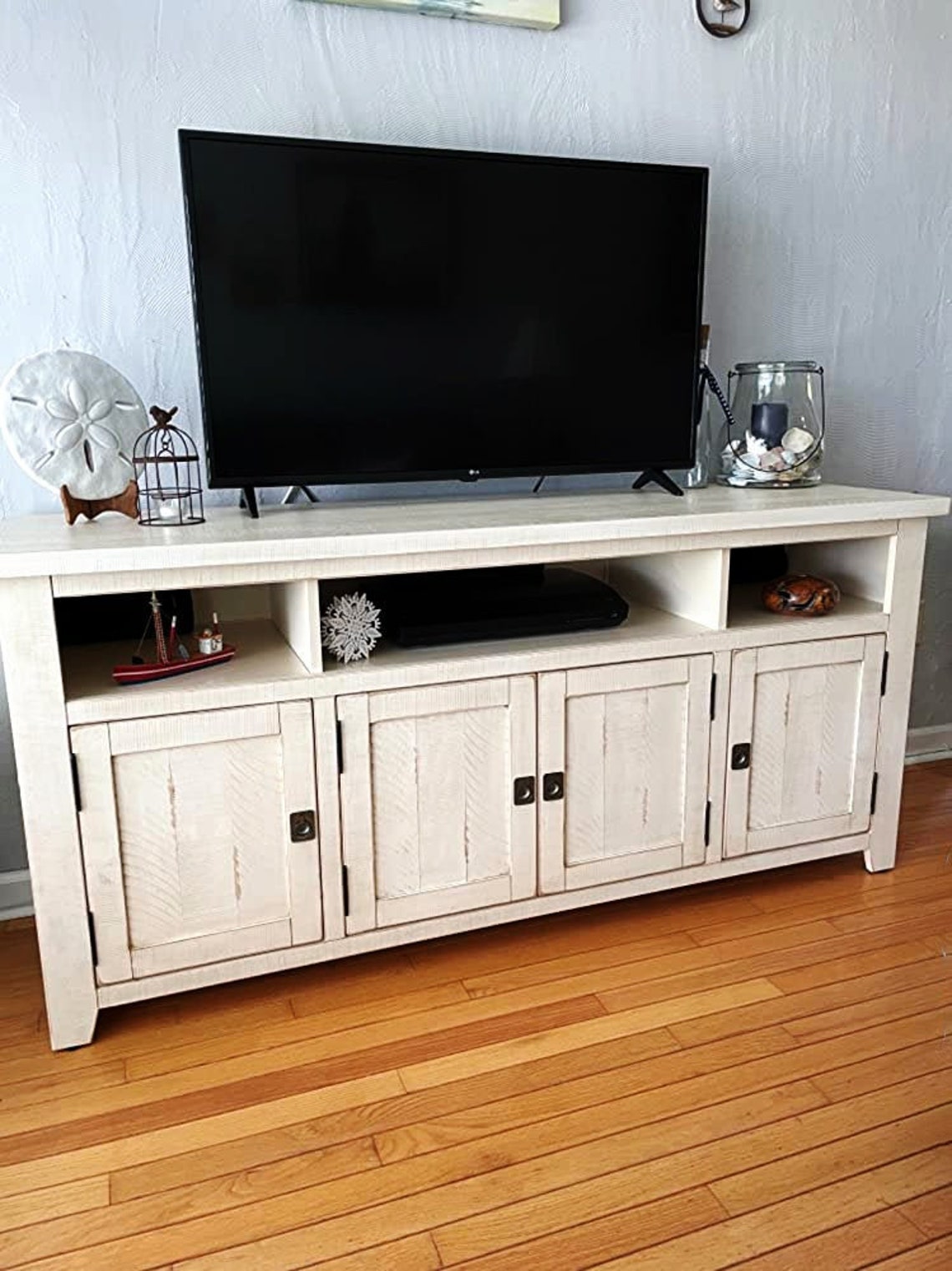 65'' Solid wood Rustic Credenza 4 Door TV Stand Etsy
