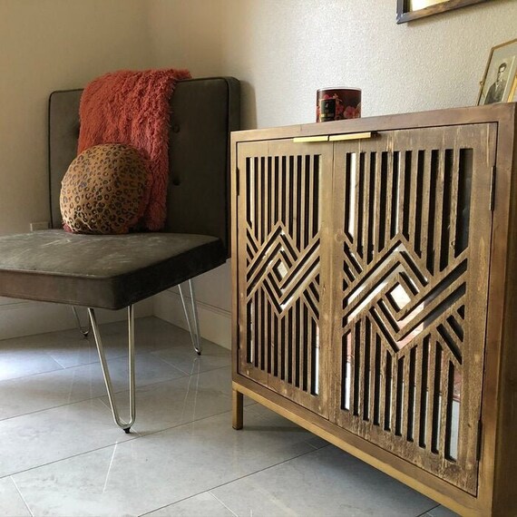 Gabinete de acento de almacenamiento con espejo contemporáneo | Etsy