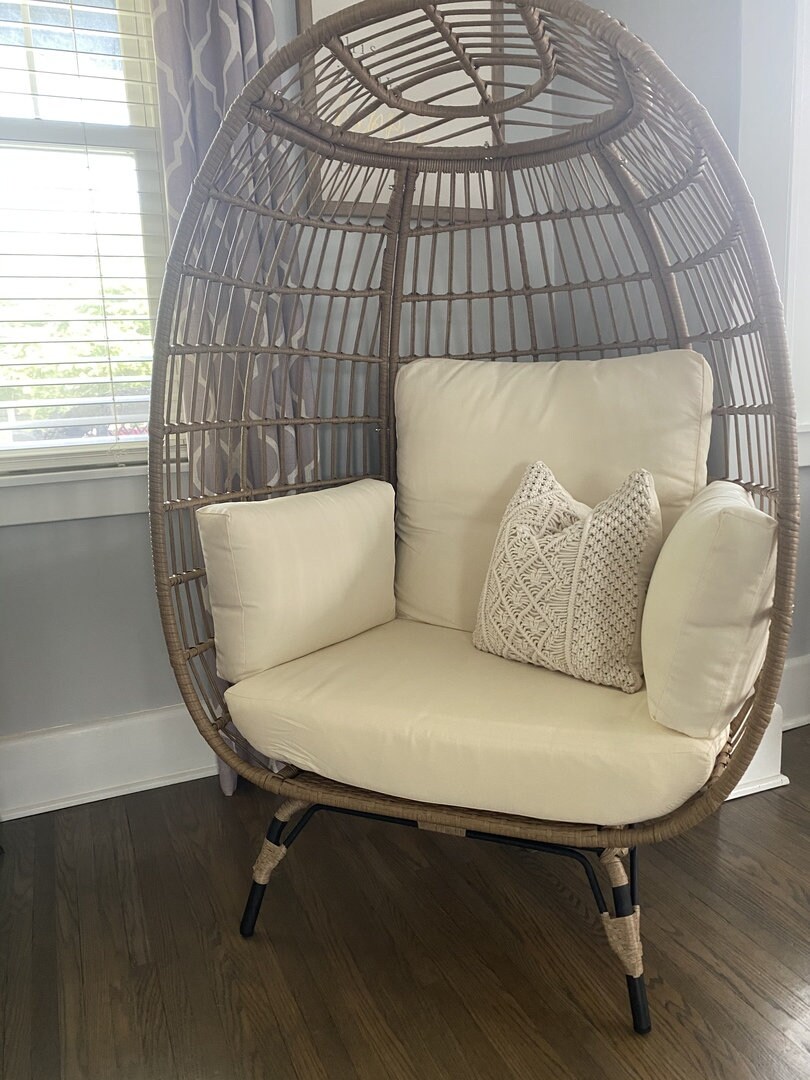 Mimbre Accent silla estacionaria Silla de huevo Patio Casa | Etsy