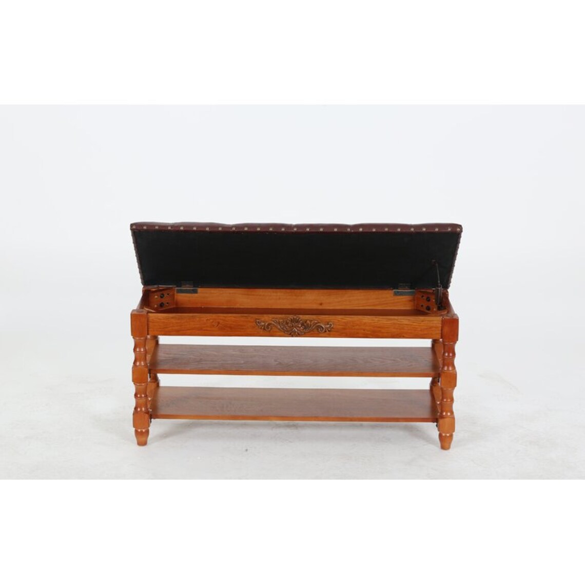 Retro Lift Top Banco de zapatos de madera maciza con piel | Etsy