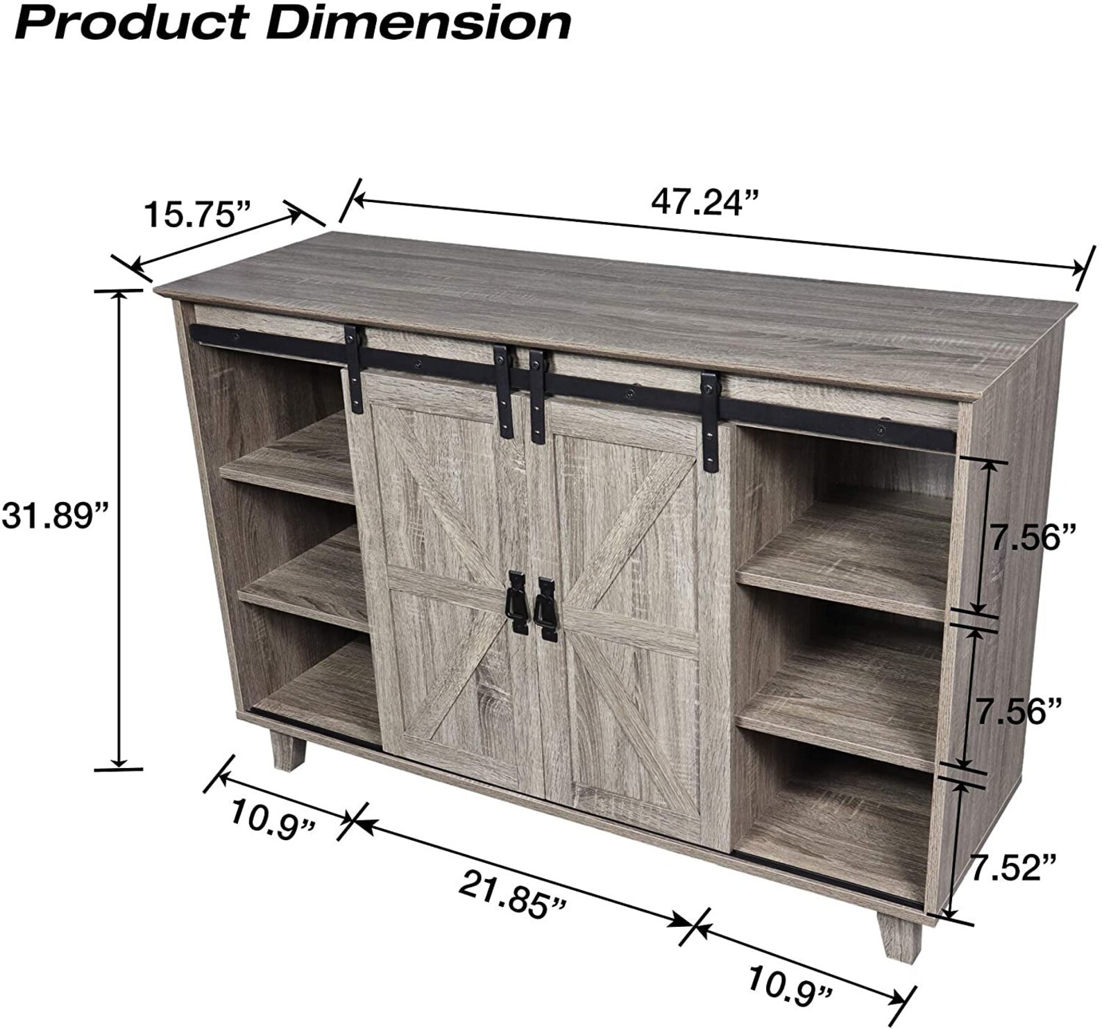 Farmhouse Sliding Barn Door Wood Buffet Sideboard Bar Etsy