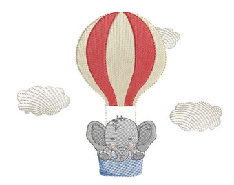 Kleiner Elefant im Luftballon - Stickdatei Digital Design