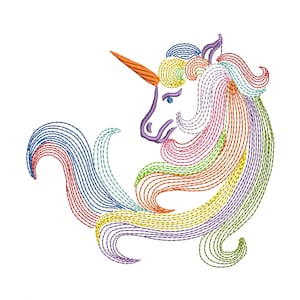 Mythical Rainbow Unicorn - Embroidery Digital Design