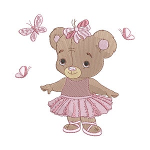 Little Girl Bear Ballerina - Digital Embroidery Design