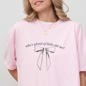 Original Coquette Who's Afraid? Unisex Comfort Colors Tee | Of Little Old Me, Gift for Coquette Girlie, Cute Bow T-shirt