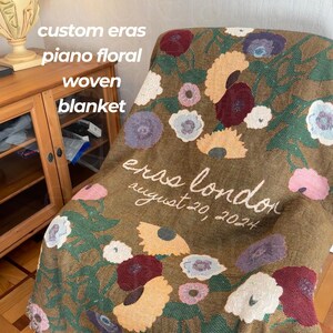 Original Personalized Piano Floral Woven Blanket: Custom Concert Gift