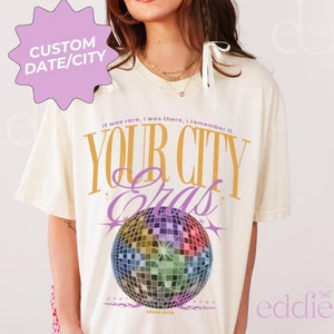 Original Personalized Mirror Ball Era Tee: Custom City, Date Comfort Colors Shirt