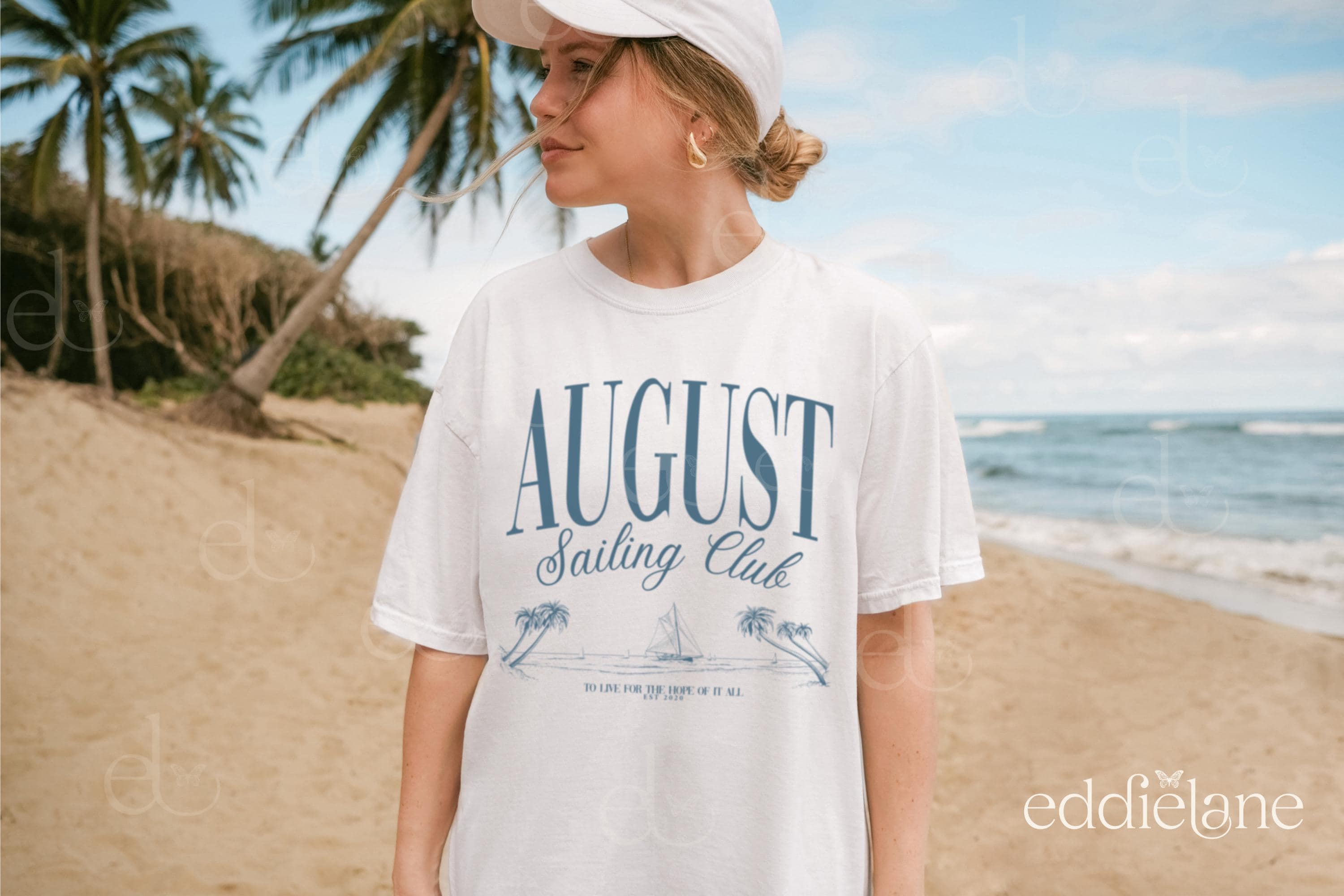 Original August Sailing Club Graphic Tee: Comfort Colors Summer T-Shirt