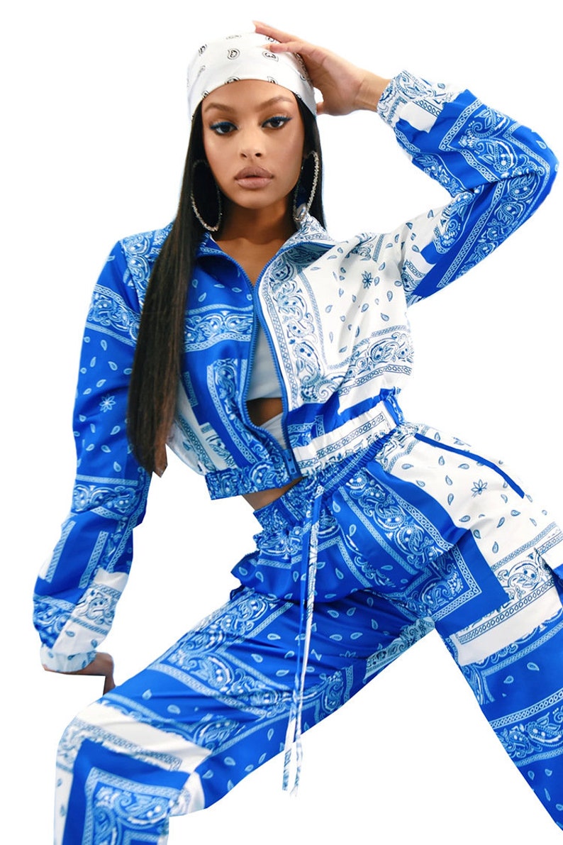 Jogger Pants Set Tracksuit Vintage Outfits Streatwear Paisley Bandana Print Two 2 Piece Set Women Fitness Sweatsuit Zipper Up Sweatshirt