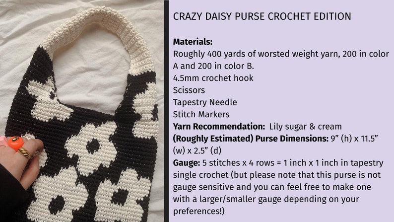 Crazy Daisy Purse Crochet Edition Crochet Pattern image 2