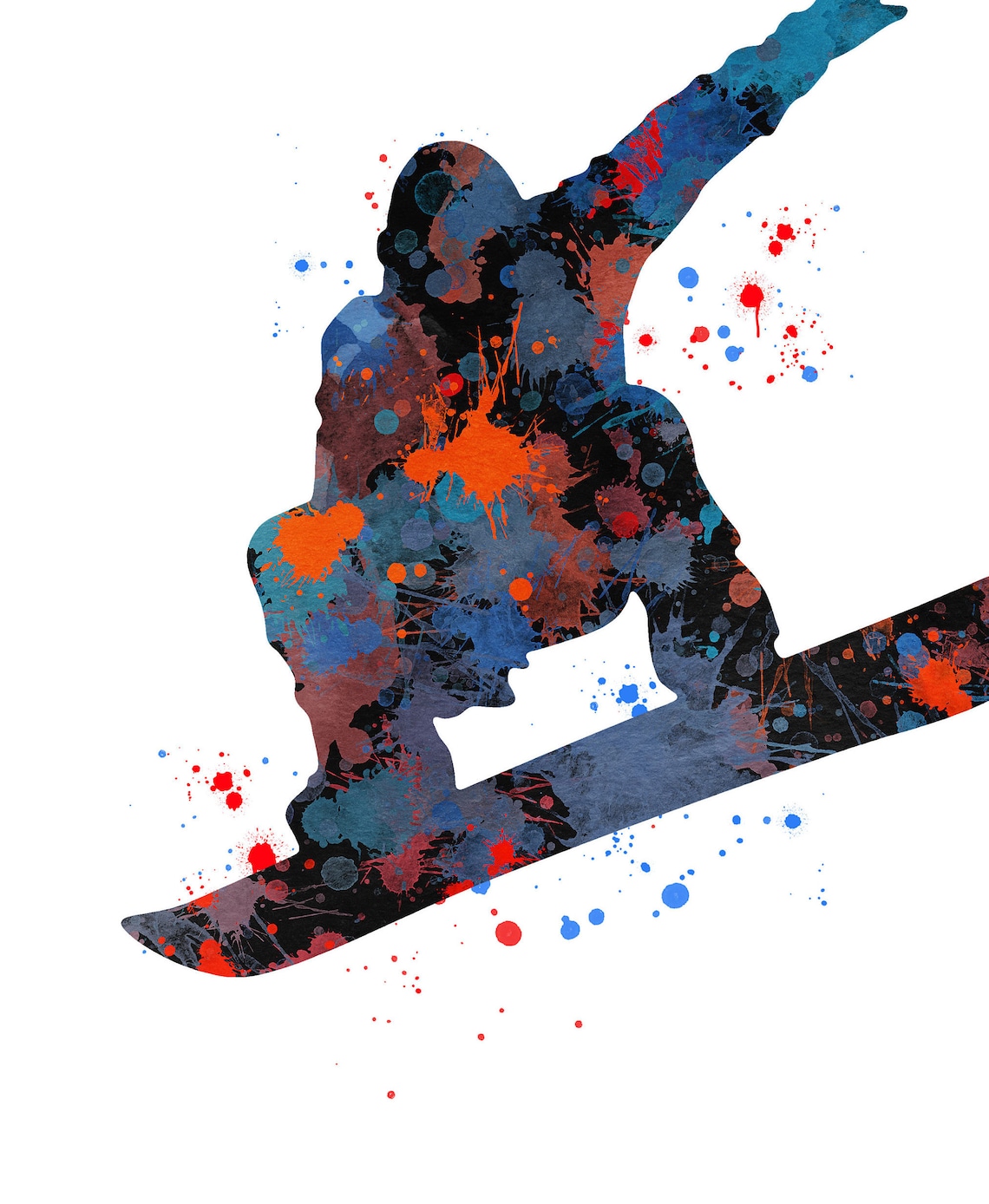 Snowboard colour splash print snowboard poster snowboard Etsy
