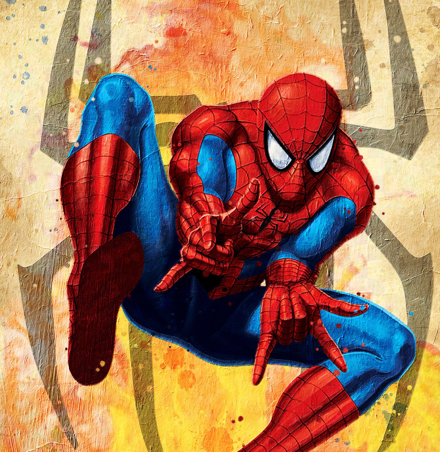 Spiderman Paint Effect Print Marvel Character Spiderman Etsy