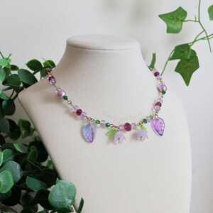 Lilac Pixie Necklace | Charm Necklace, Fairycore Jewelry, Beaded Necklace, Beaded Earrings, Cottagecore Jewelry, Purple Necklace image 7