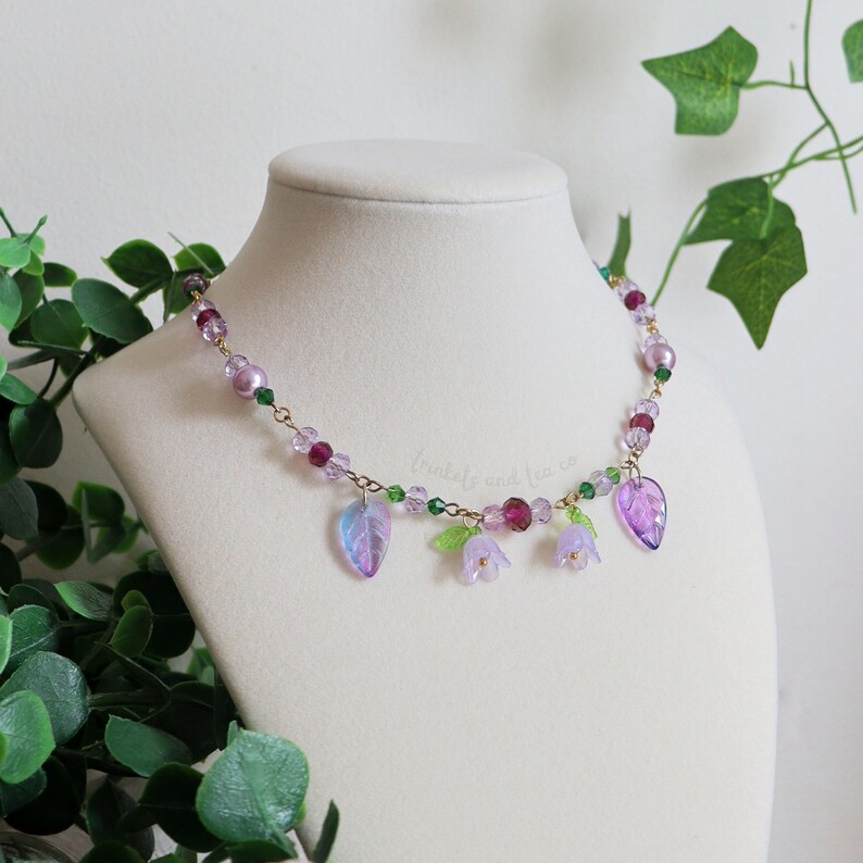Lilac Pixie Necklace | Charm Necklace, Fairycore Jewelry, Beaded Necklace, Beaded Earrings, Cottagecore Jewelry, Purple Necklace image 7