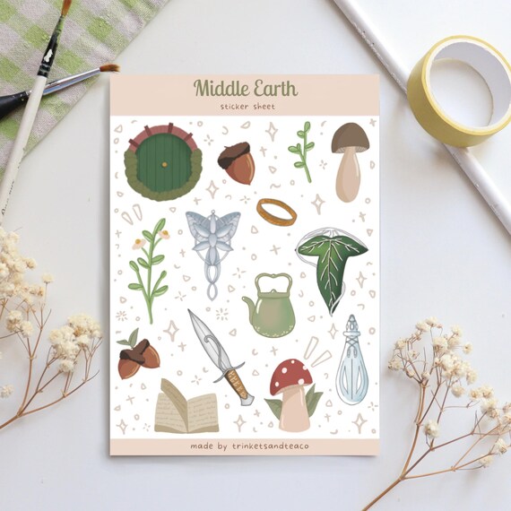 Middle Earth Sticker Sheet | Lord of the Rings Stickers, Middle Earth Stickers, Tolkien, Fantasy Stickers, Bookish Stickers, Stationary