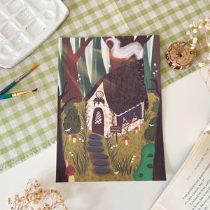 Witch&#39;s Cottage Print | Fantasy Art Print, Witchy Wall Art, Whimsical Print, Fairycore