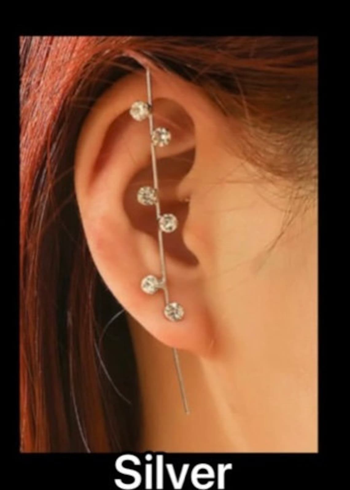 Ear Needle Wrap Crawler Hook Earrings Surround Auricle Etsy