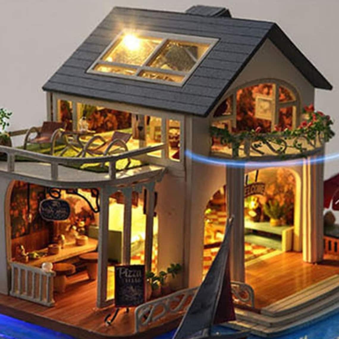 DIY Double Layers LED Light Dollhouse Manual Assembling Model Etsy