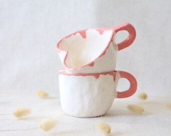Tassen für Tees Henkel-Tassen für Kaffee 2er-Set Porzellan-Tassen in Herzform Tassen für Tees Henkel-Tassen für Kaffee 2er-Set Porzellan-Tassen in Herzform