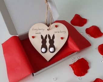 Every bunny needs some bunny - Wooden heart decoration